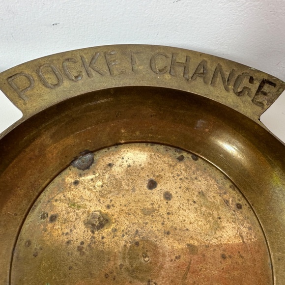 Vintage Mid Century Solid Brass Pocket Change Dish 5” Trinket Tray - Picture 4 of 9